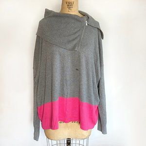 Nautica Gray / Pink Cowl Neck Cotton Sweater / XXL